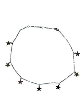 SILVER TONE Star Charm Choker Necklace Size OS GUC